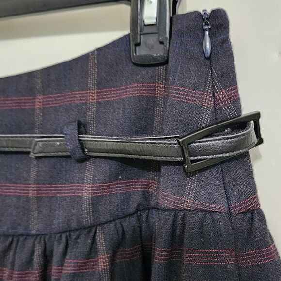Piazza Sempione plaid wool skirt black & red Sz 8 academia grunge - Picture 4 of 5
